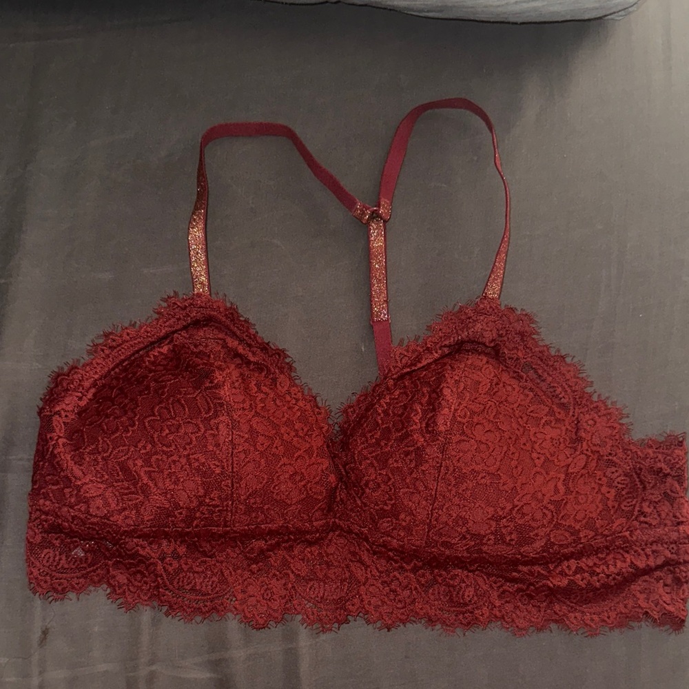 Aerie Lace Bralette in Deep Red